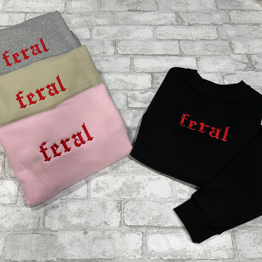 RED Feral - Embroidered Crewneck Sweatshirt