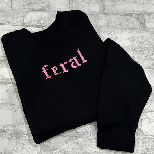 PINK Feral - Embroidered Crewneck Sweatshirt