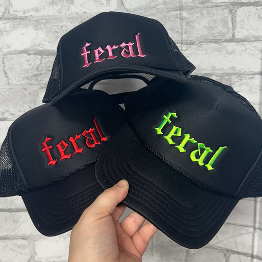 Feral Embroidered Foam Trucker Hat - Black