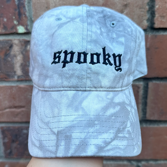 Spooky - Tie-Dye Embroidered Dad Hat (Black Thread)