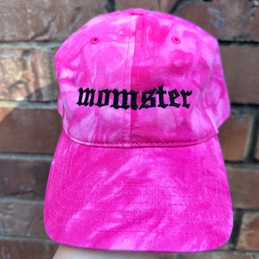 Momster - Tie-Dye Embroidered Dad Hat (Black Thread)