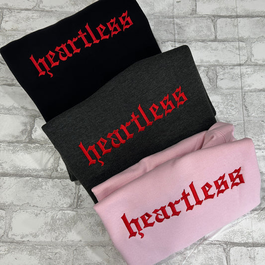 RED Heartless - Embroidered Crewneck Sweatshirt