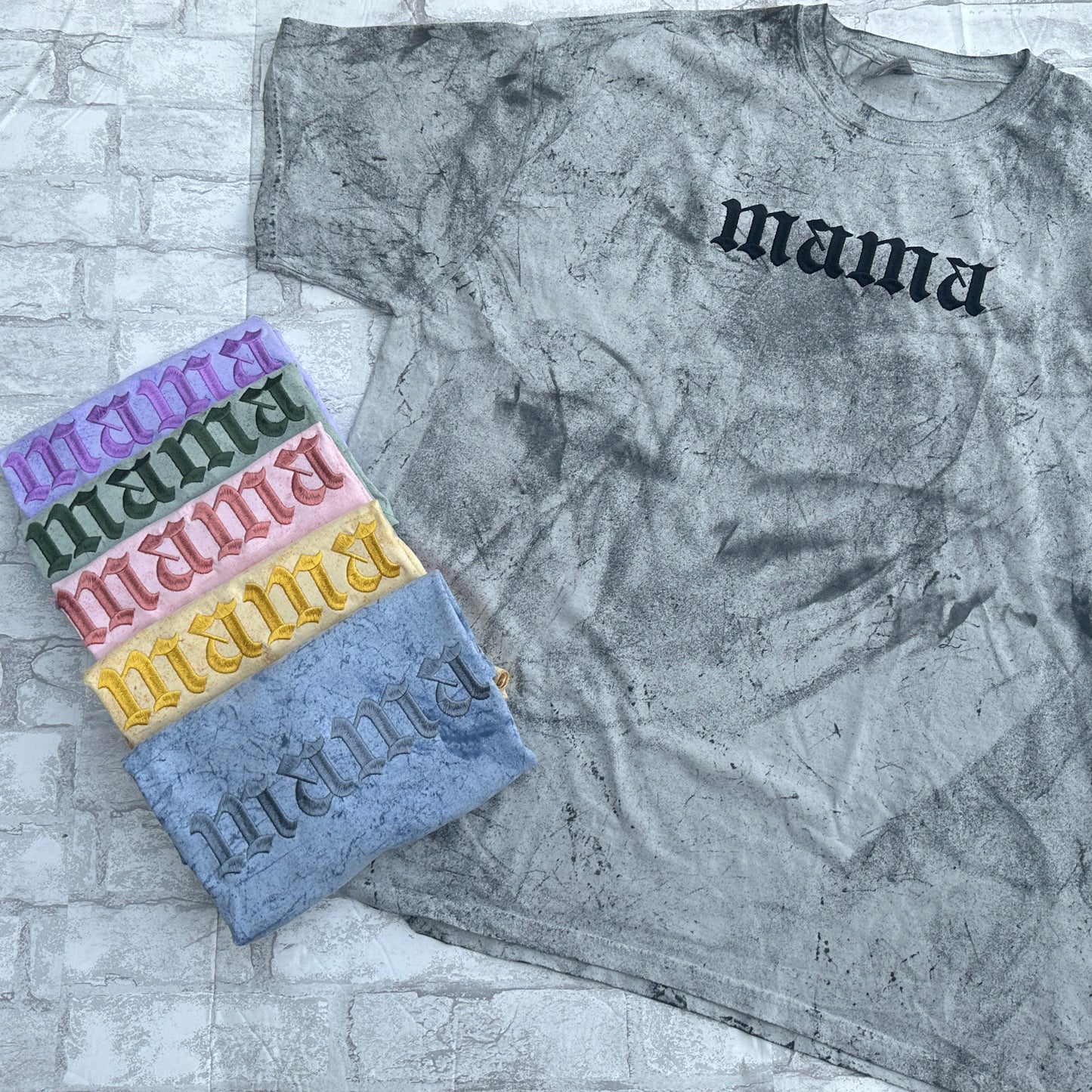 Mama- Color Blast Comfort Colors Embroidered Tee (Tonal)