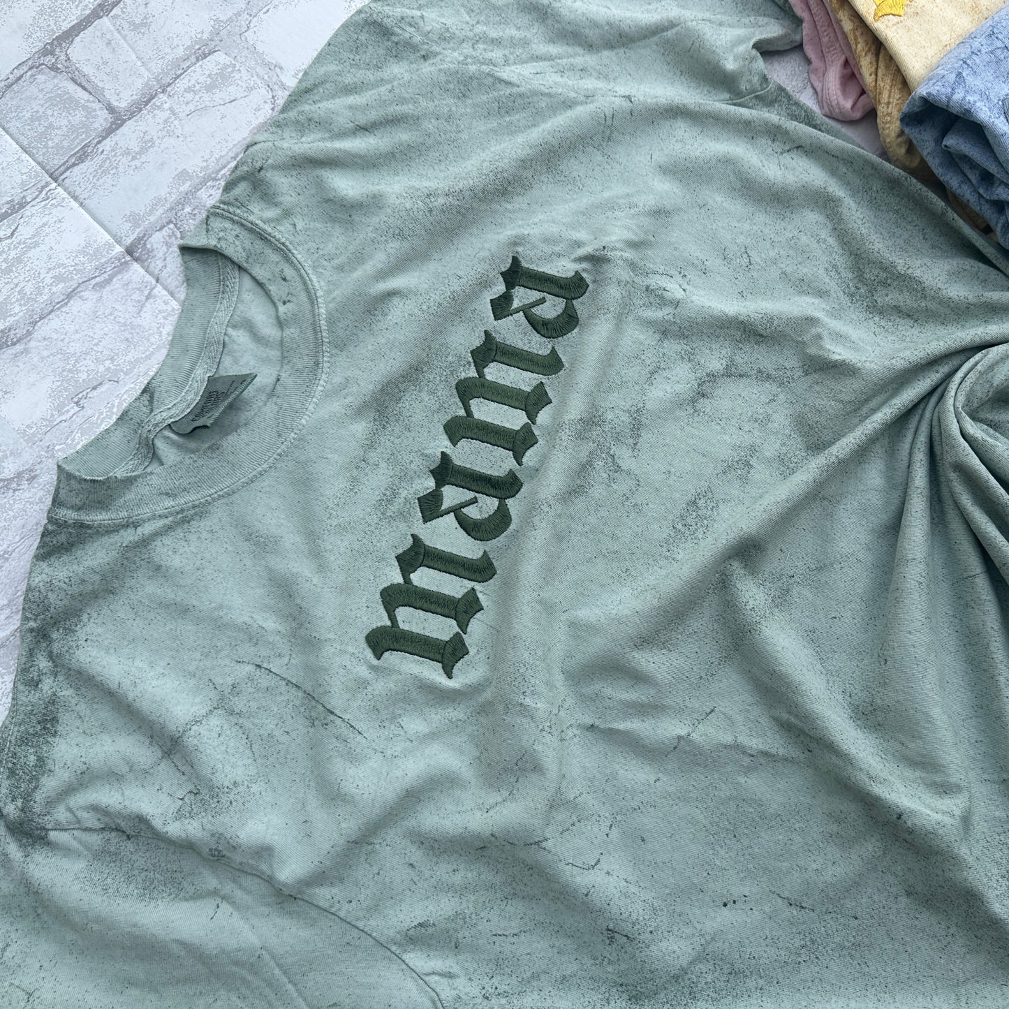Mama- Color Blast Comfort Colors Embroidered Tee (Tonal)