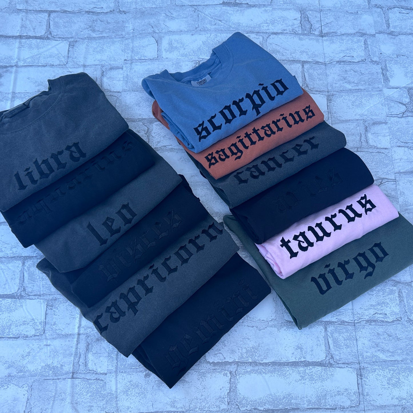 Aquarius Zodiac Shirt- Comfort Colors Embroidered Tee