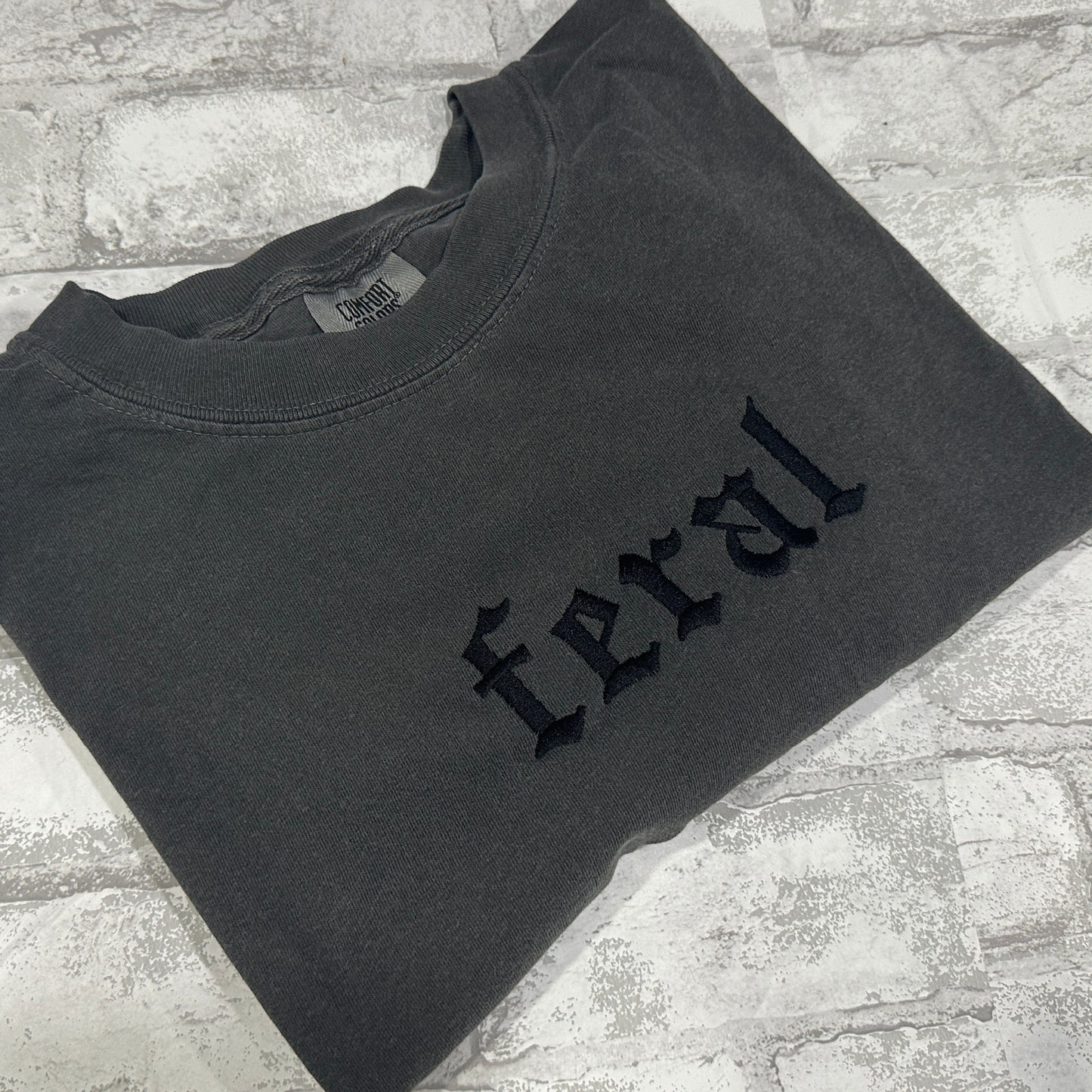 Feral - Comfort Colors Embroidered Tee (Black Thread)