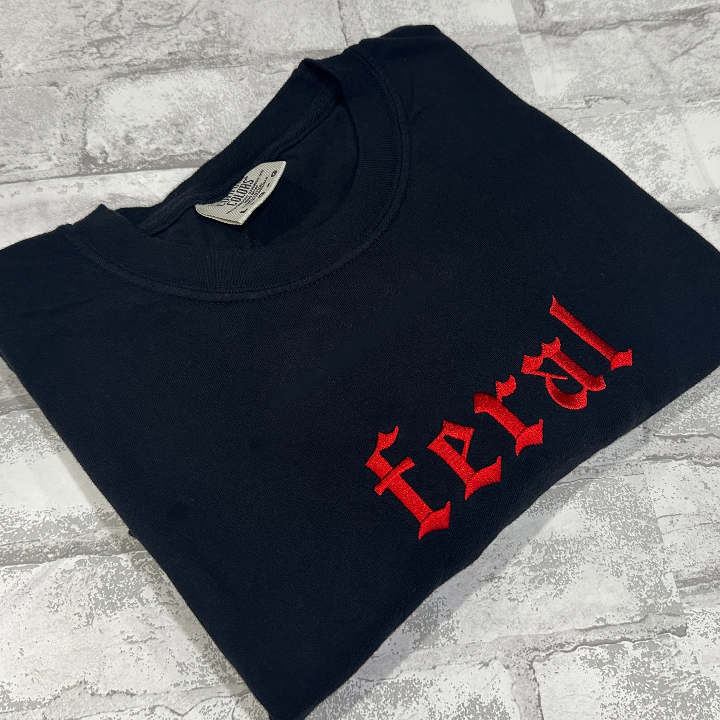 RED Feral - Comfort Colors Embroidered Tee (RED Thread)