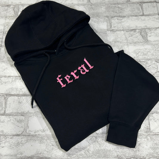 PINK Feral - Embroidered Hoodie