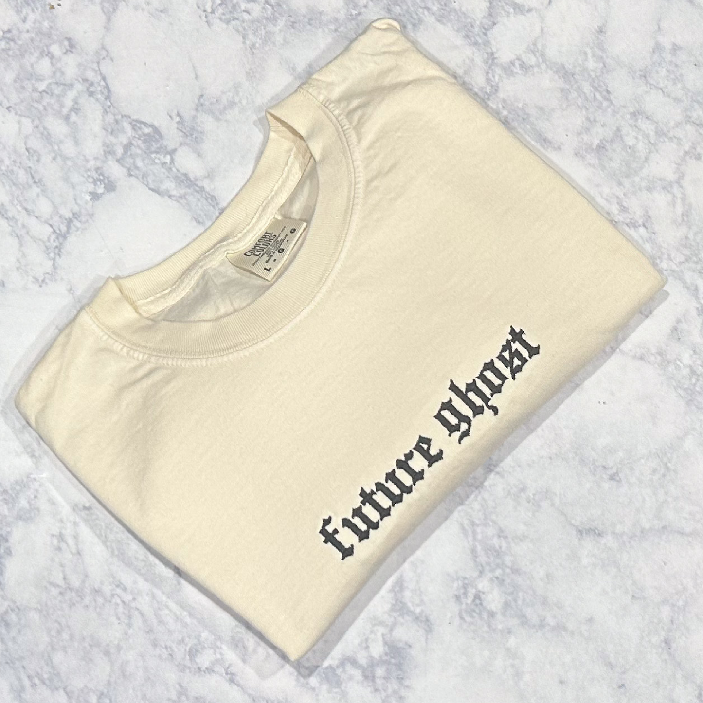 Future Ghost - Comfort Colors Embroidered Tee (Black Thread)