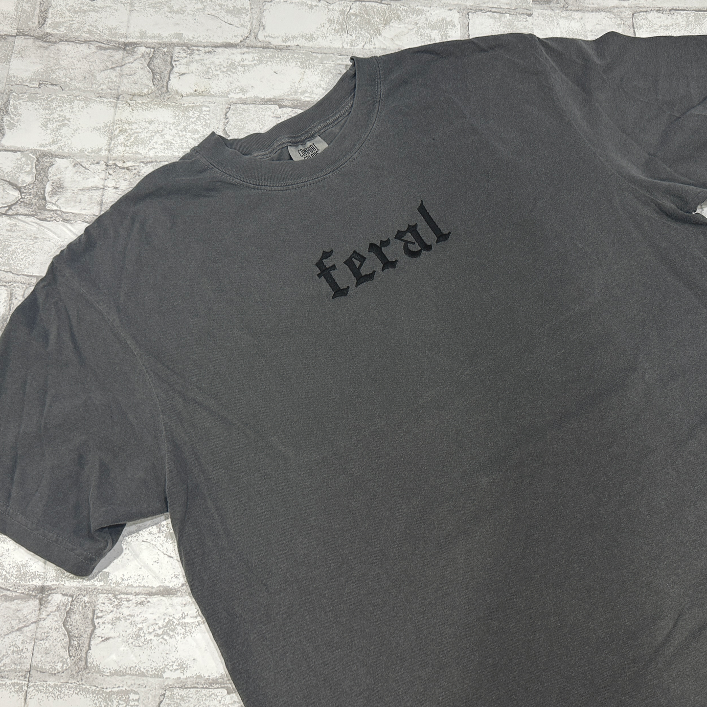 Feral - Comfort Colors Embroidered Tee (Black Thread)