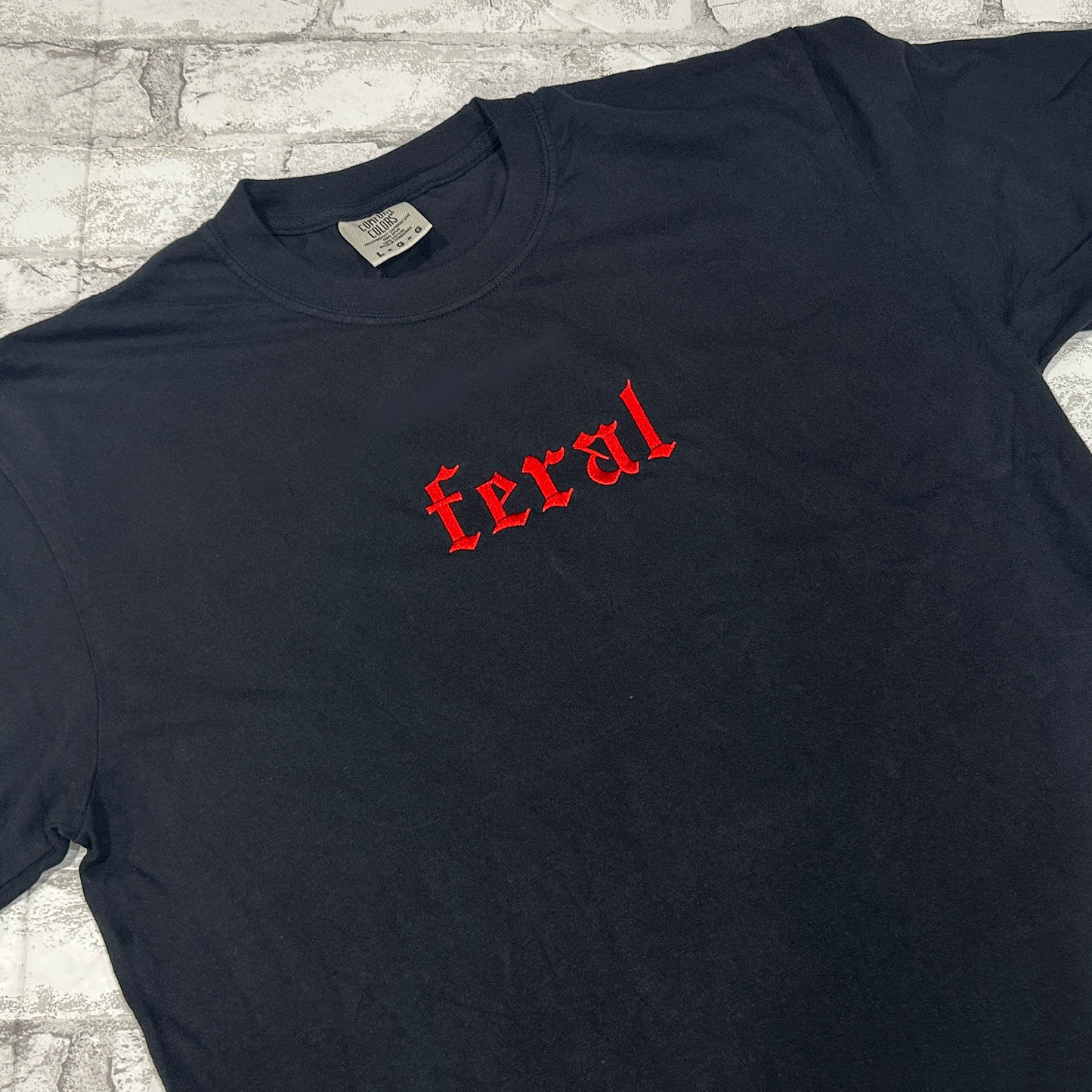 RED Feral - Comfort Colors Embroidered Tee (RED Thread)