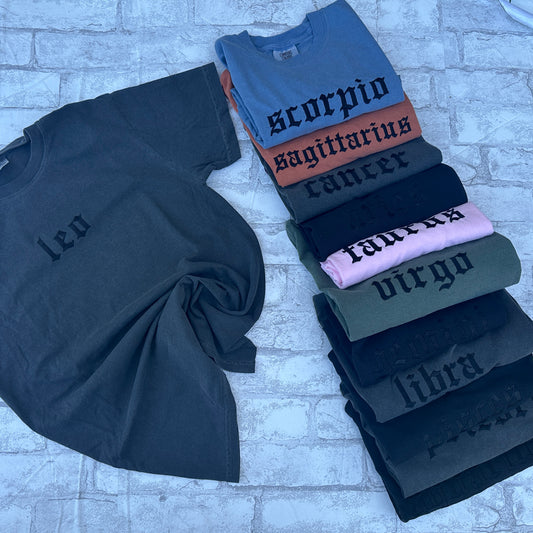 Sagittarius Zodiac Shirt- Comfort Colors Embroidered Tee