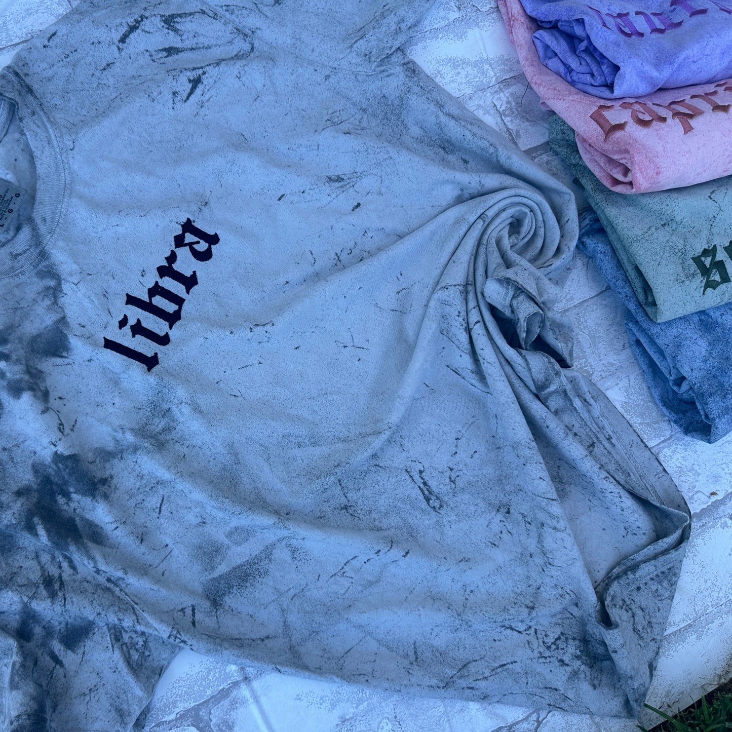 Zodiac - Color Blast Comfort Colors Embroidered Tee (Tonal) Smoke Color