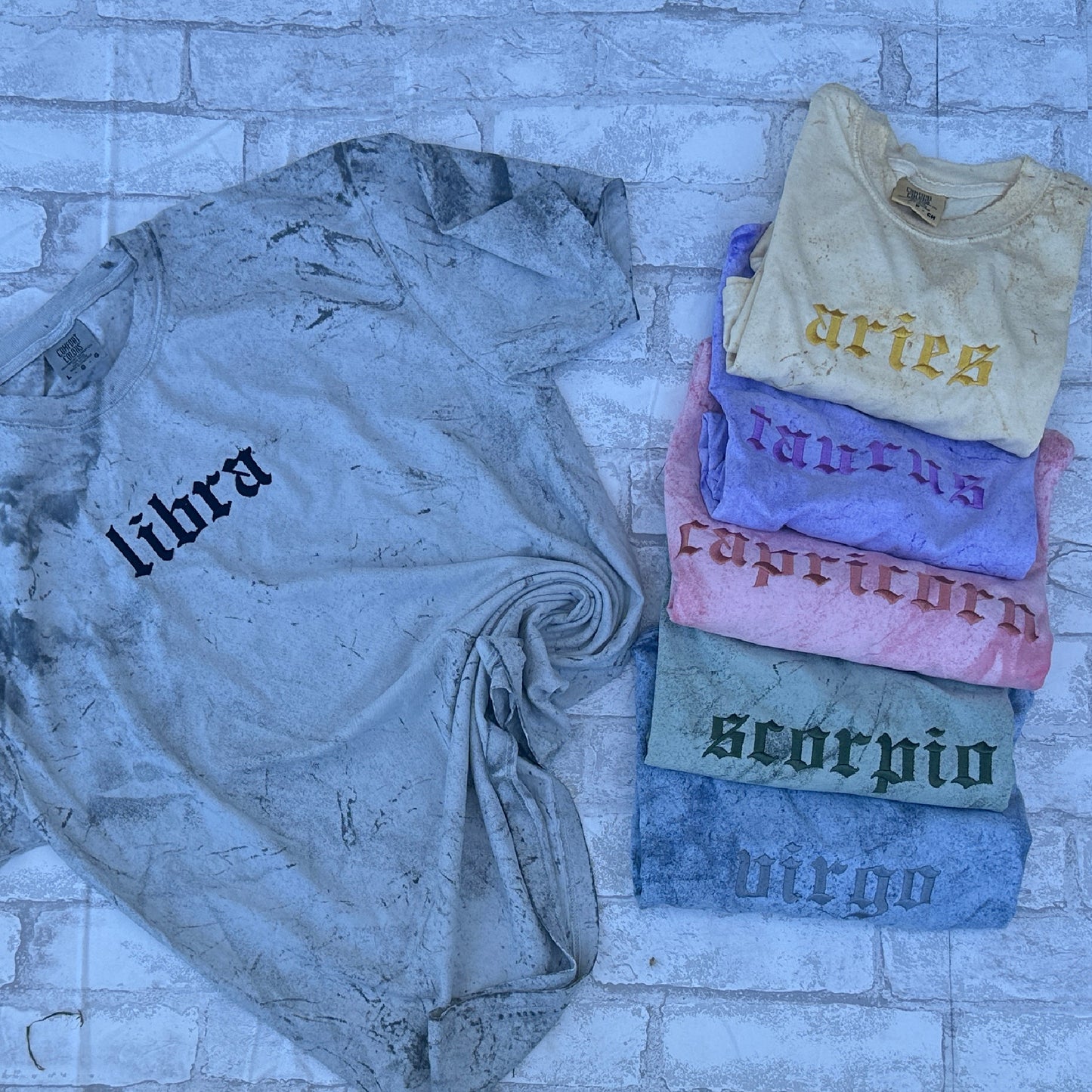Zodiac - Color Blast Comfort Colors Embroidered Tee (Tonal) Smoke Color