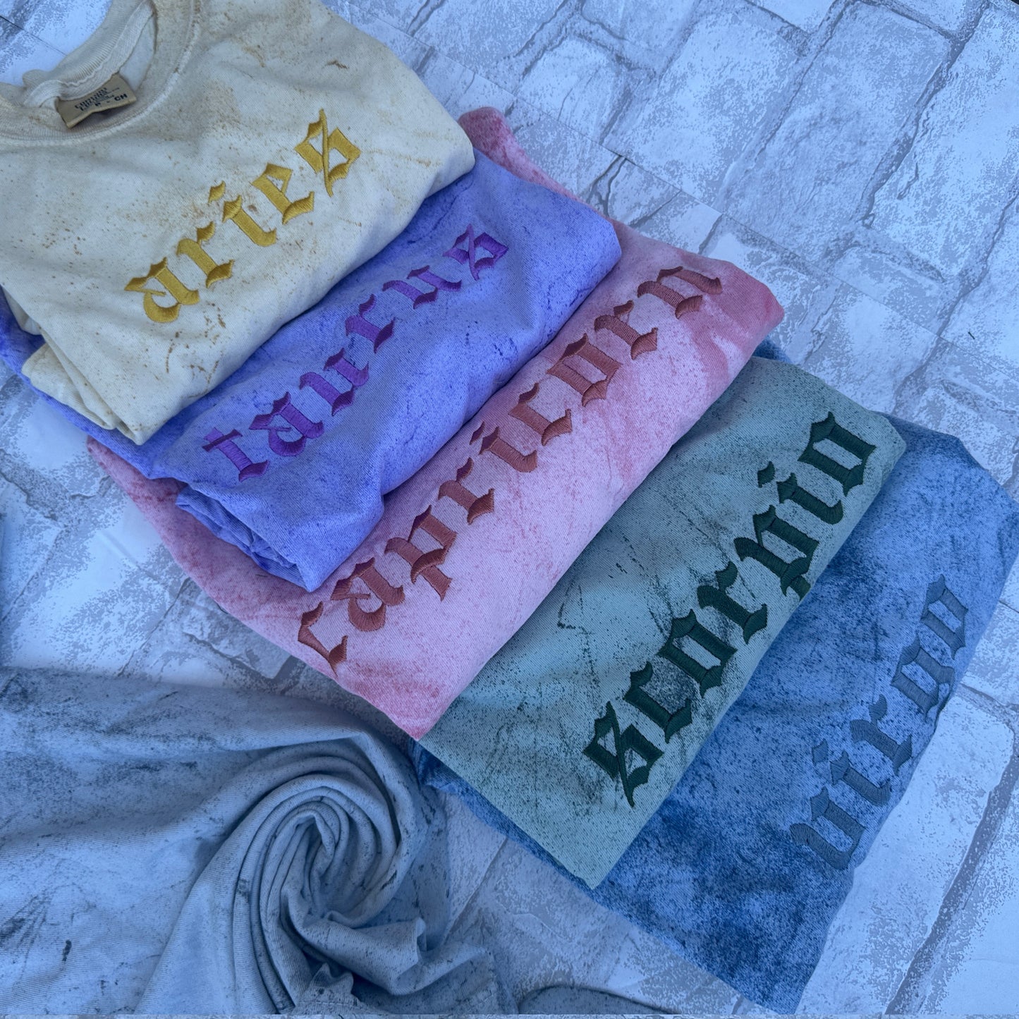Zodiac - Color Blast Comfort Colors Embroidered Tee (Tonal) Smoke Color