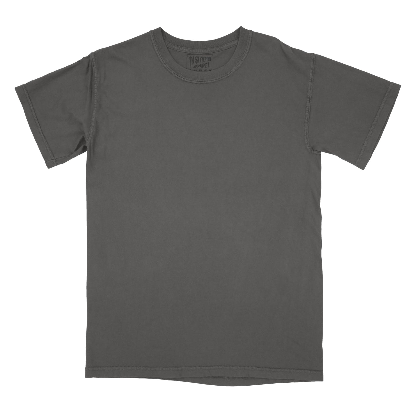 Pepper garment-dyed blank t-shirt made from soft premium cotton with a relaxed fit and vintage-washed finish. Ideal for embroidery, printing, crafting, or everyday wear.