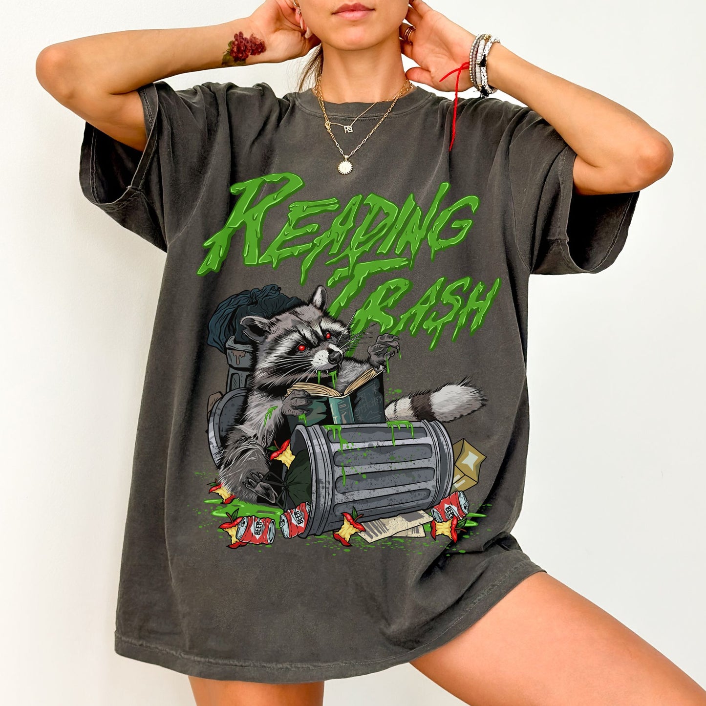 Reading Trash Racoon - Comfort Colors Graphic Tee